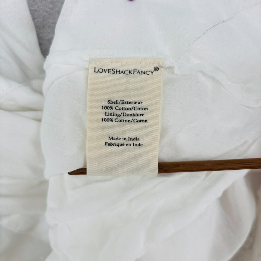 LOVESHACKFANCY Dress Petite Edie Voile Pintuck Lace Trim Cover Up Cotton White - Picture 10 of 14